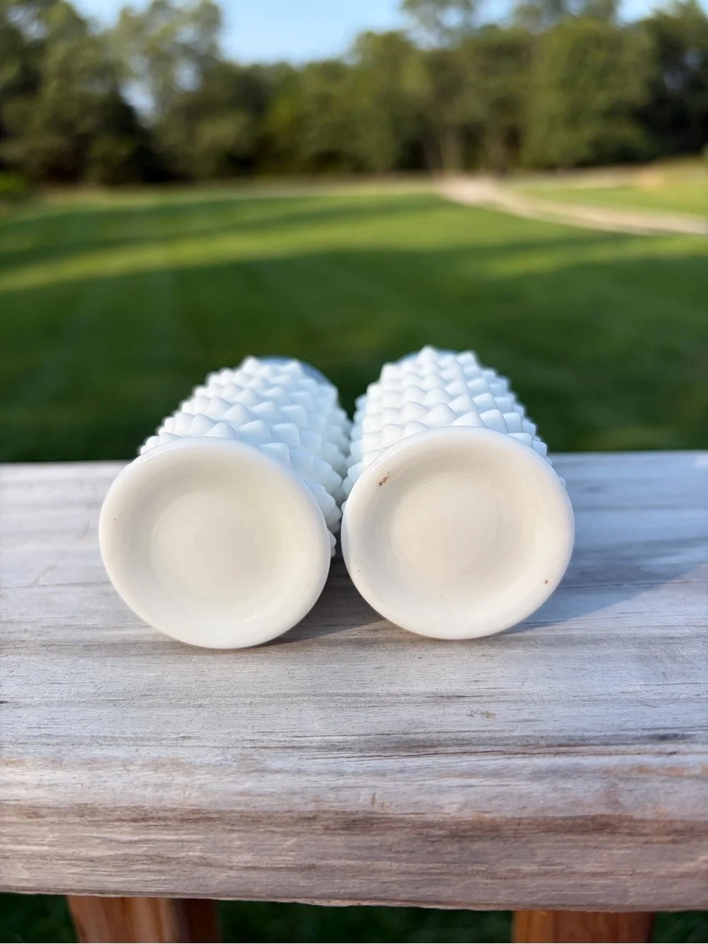 Fenton Milk Glass Hobnail Kitchen Salt & Pepper Shakers White Set Of 2